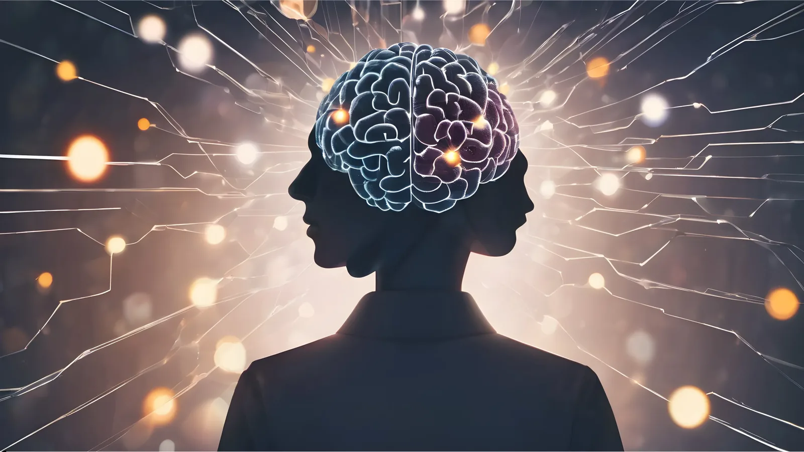 An illustrated silhouette of a person with fine glowing lines radiating outwards, used here as an abstract representation of mental processes.